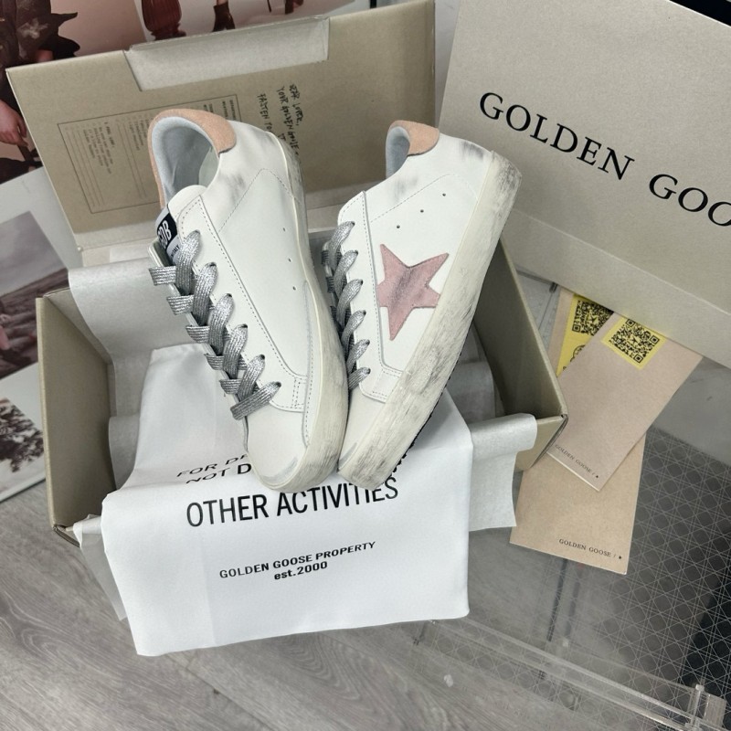 2025 Unisex GGDB White Pink Leather Sneakers