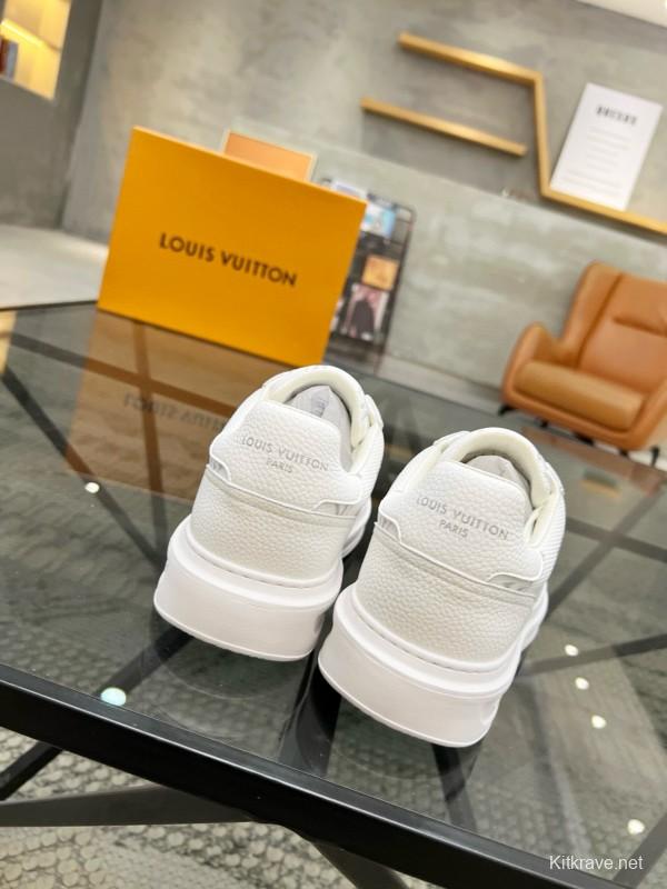 2024 Men Louis Vuitton White Leather Mesh Sneakers MJ00400