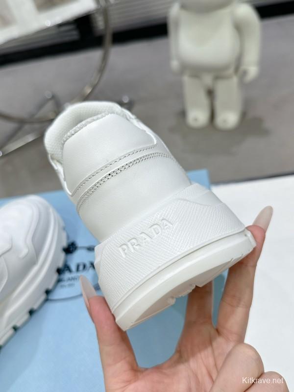 2025 Unisex Prada White Leather Sneakers
