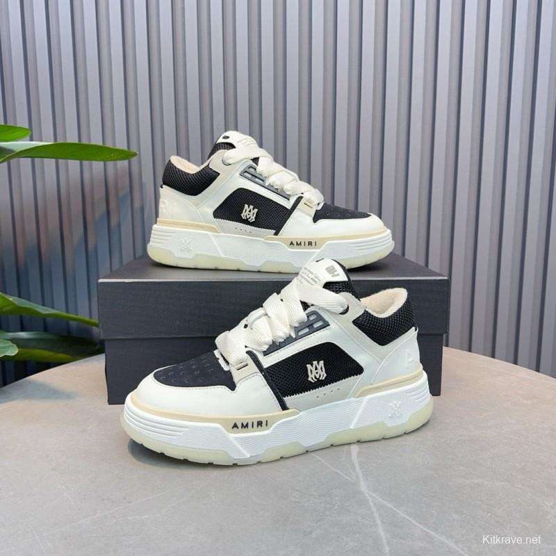 2024 Unisex Amiri Black White Leather Sneakers MJ00360