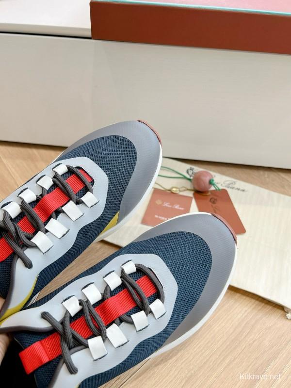 2024 Unisex Le Parmentier Yellow Navy Grey Knit Sneakers Top Version MJ00340