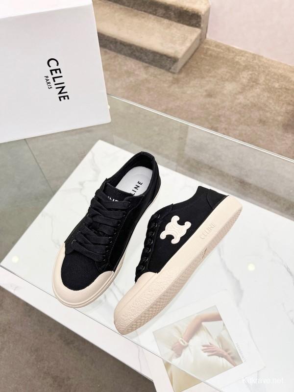 2025 Women Celine Black Canvas Sneakers LY00210