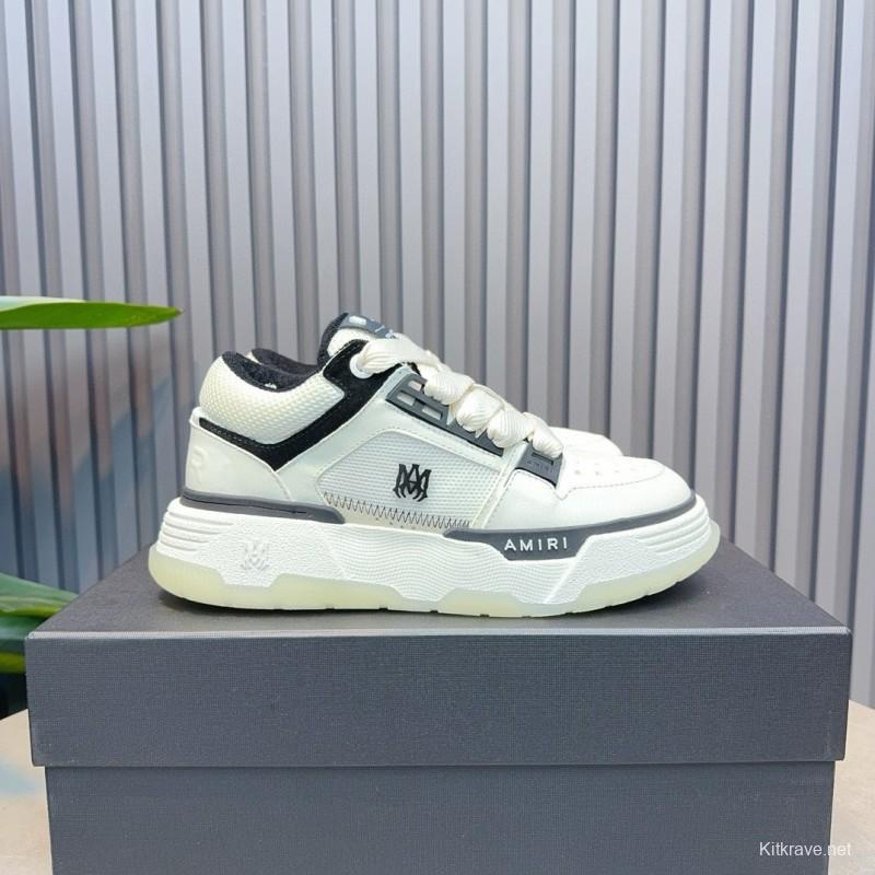 2024 Unisex Amiri White Black Leather Sneakers MJ00360