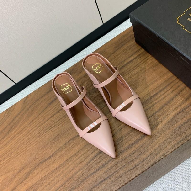 2025 Women Malone Souliers Pink Leather Mid Heel