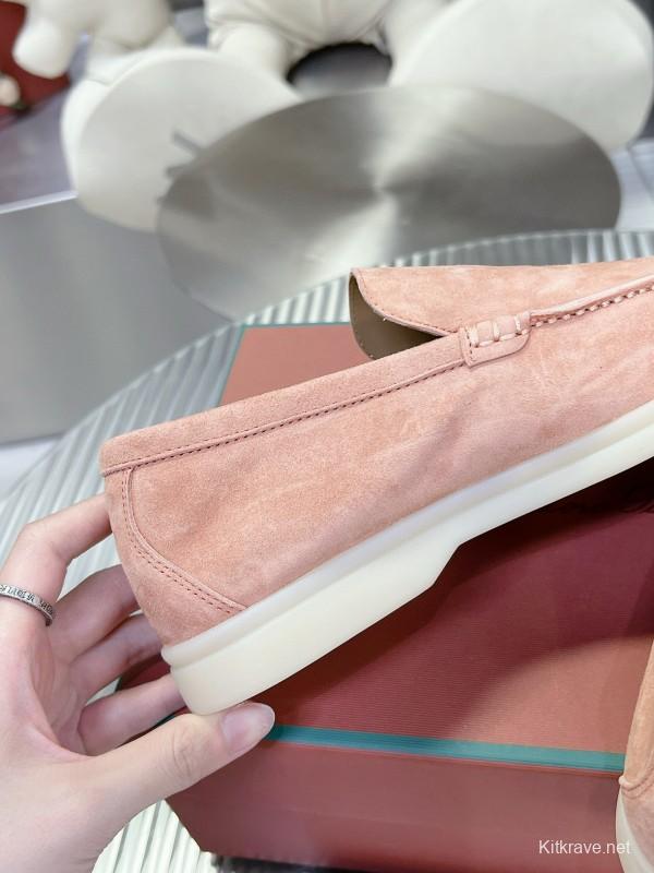2024 Women Le Parmentier Pink Suede Loafers