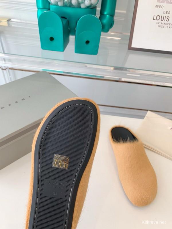 2024 Unisex Marni Beige Haircalf Loafers MJ00320