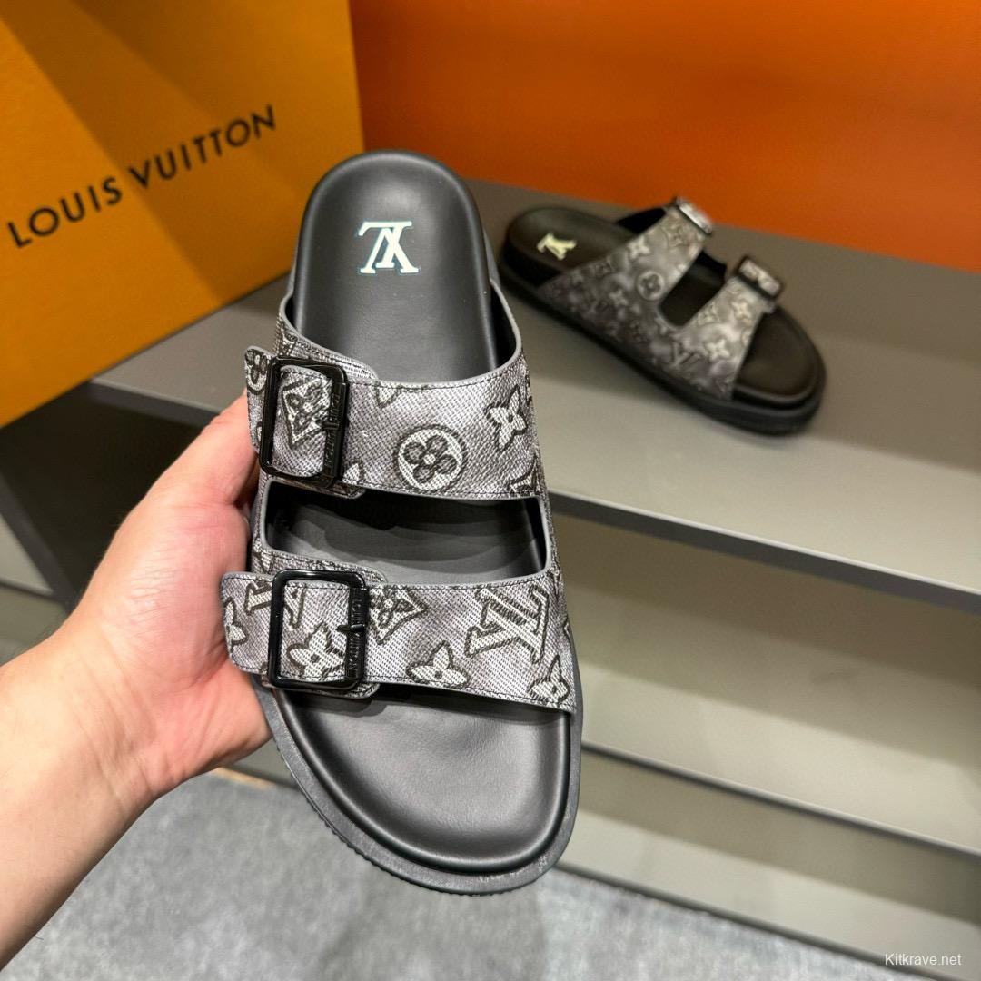 2024 Slippers Louis Vuitton Gray Leather Slippers MJ00210