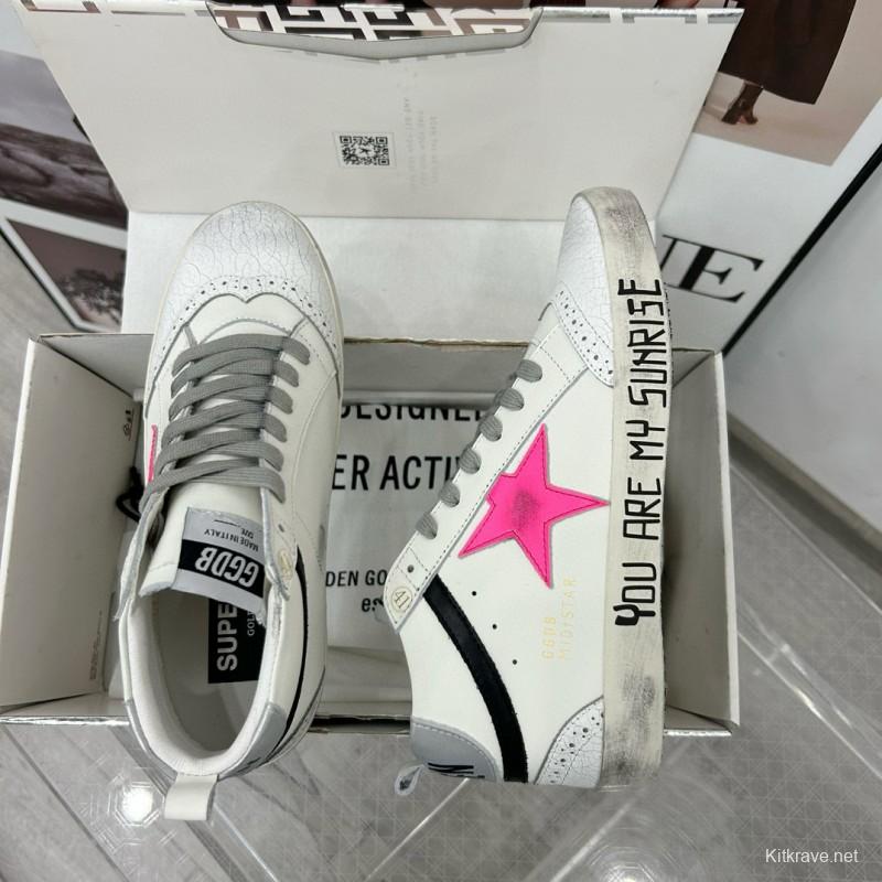 2024 Unisex GGDB White Pink Leather High Top Sneakers MJ00300