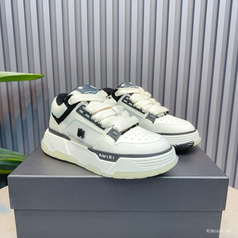 2024 Unisex Amiri White Black Leather Sneakers MJ00360