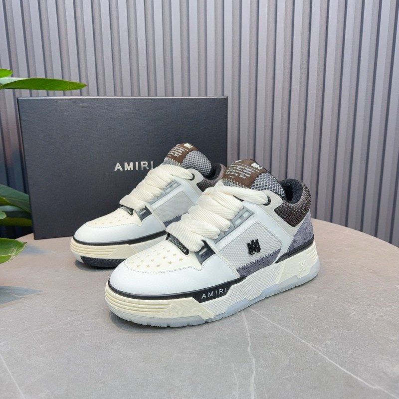 2024 Unisex Amiri White Grey Mesh Suede Sneakers MJ00360