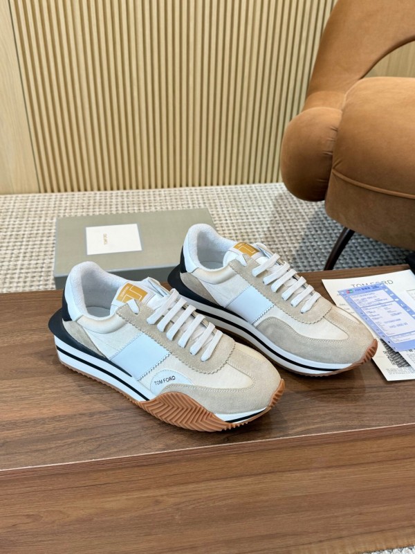 2025 Unisex TOM FORD Beige White Black Suede Leather Sneakers LY00360(F)/LY00370(M)
