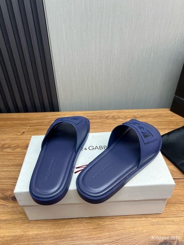 2025 Slippers Dolce & Gabbana Blue Rubber Slippers
