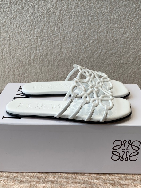 2025 Loewe White Leather Slippers