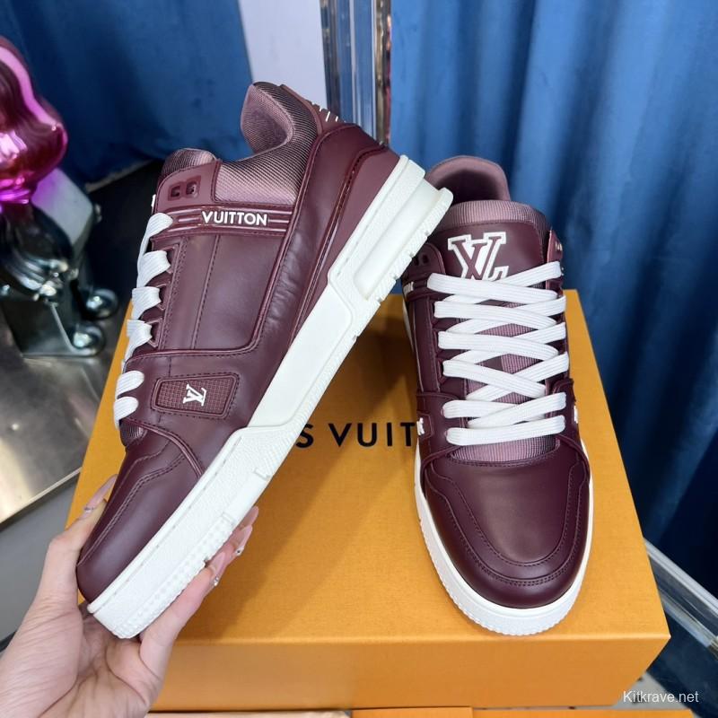 2025 Unisex Louis Vuitton Purple White Leather LV Trainer