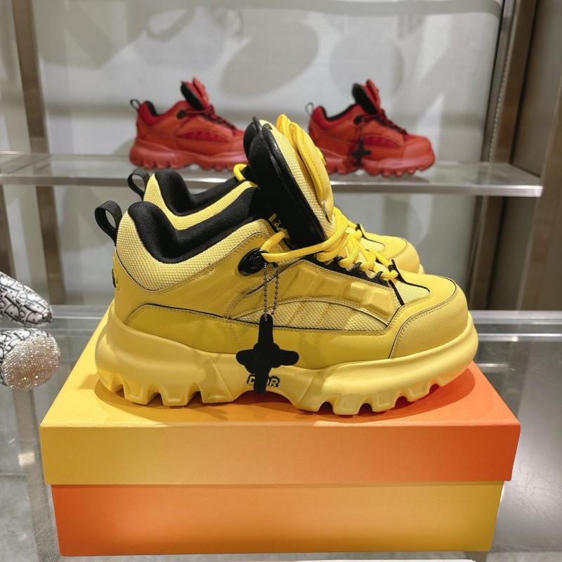 2024 Unisex Dior Yellow Leather Sneakers MJ00380