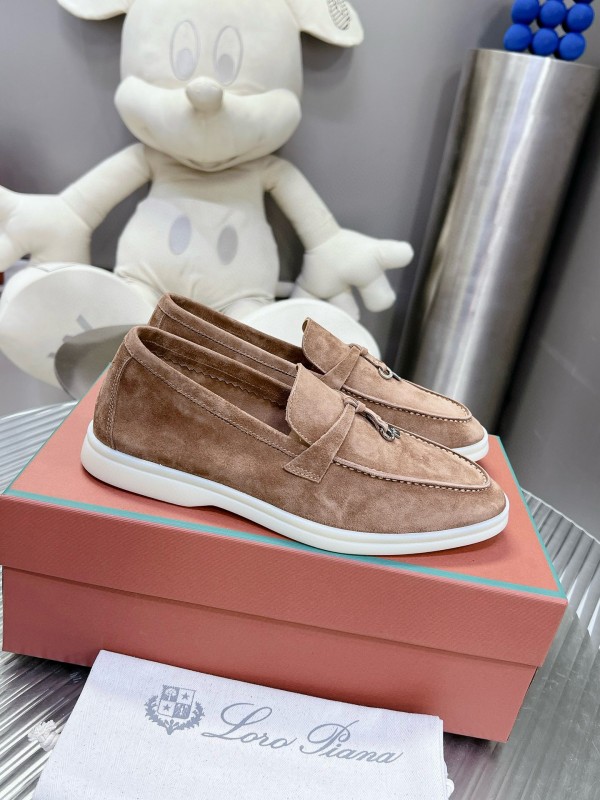 2024 Men Loro Piana Brown Suede Loafers MJ00270