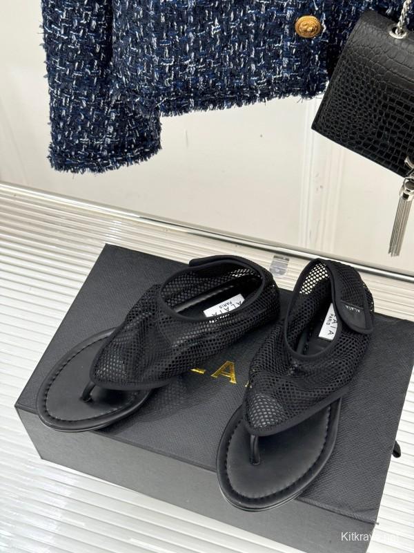 2025 Women YSL Black Mesh Sandals