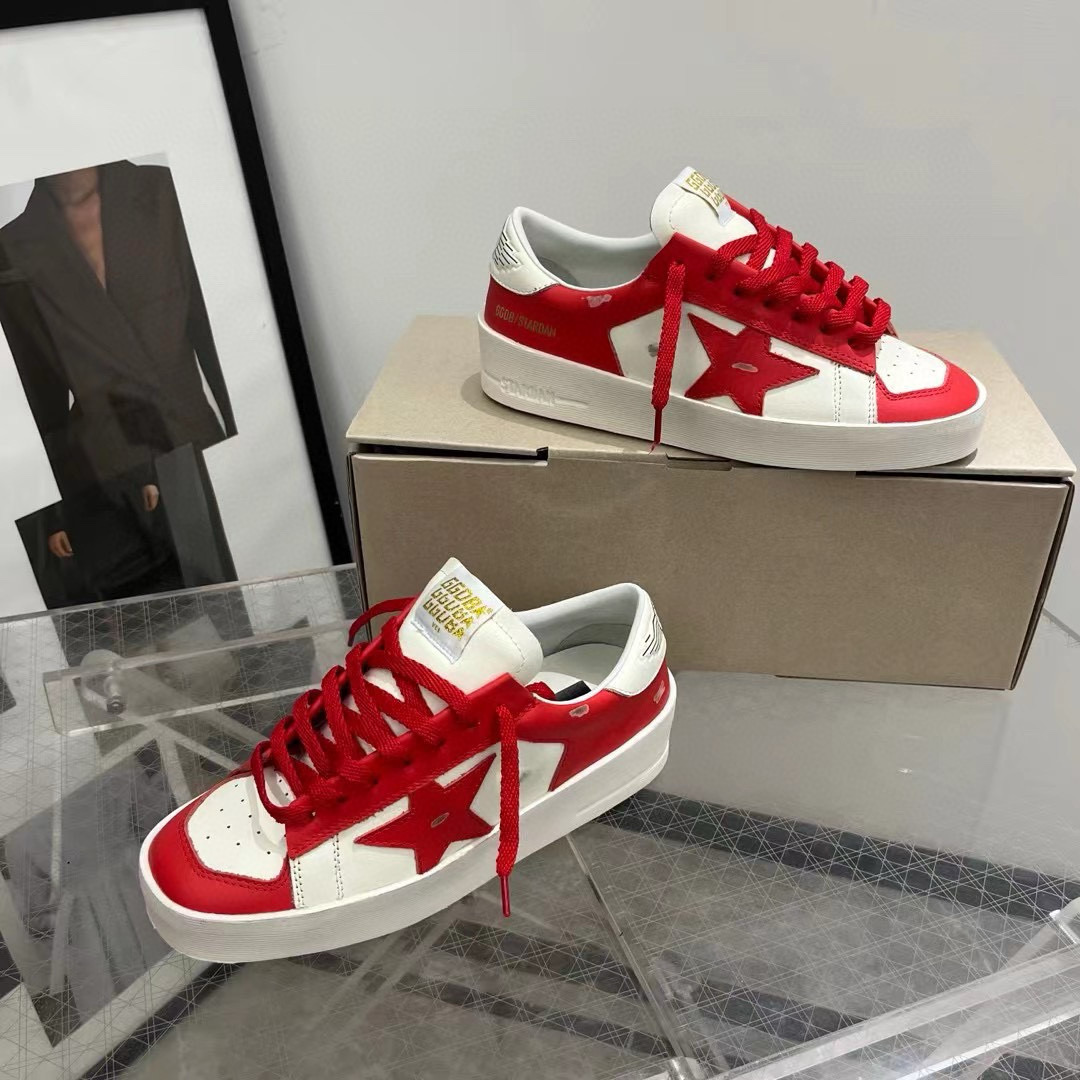 2024 Women GGDB Red White Leather Sneakers MJ00260