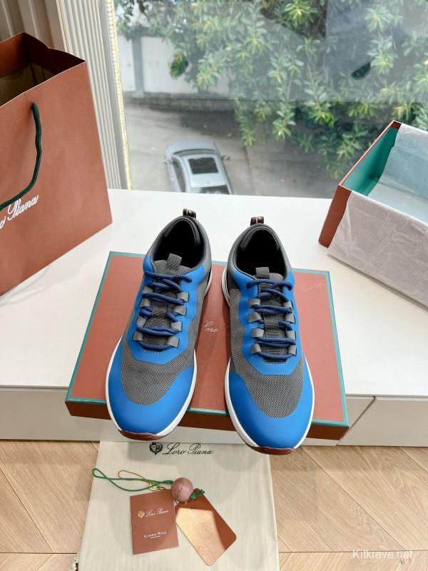 2024 Unisex Le Parmentier Blue Grey Knit Casual Sneakers Top Version MJ00340