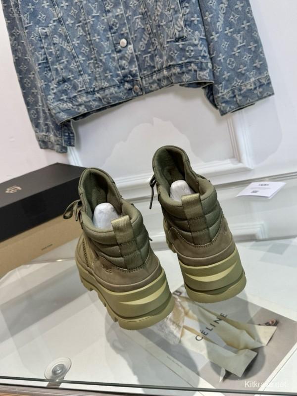 2024 Unisex UGG Black Chestnut Military Green Sheepskin Work Boots MJ00300