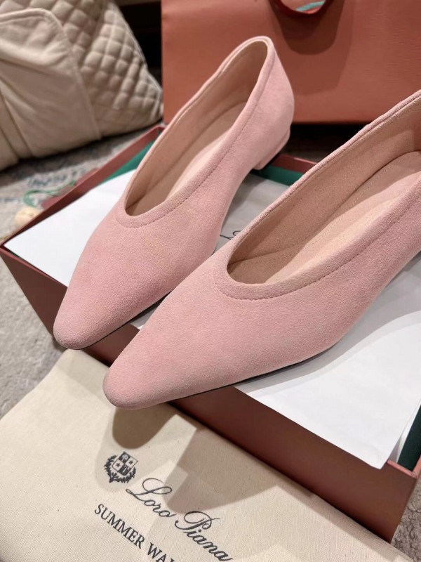 2025 Women LP Pink Suede Ballet Flats LY00300