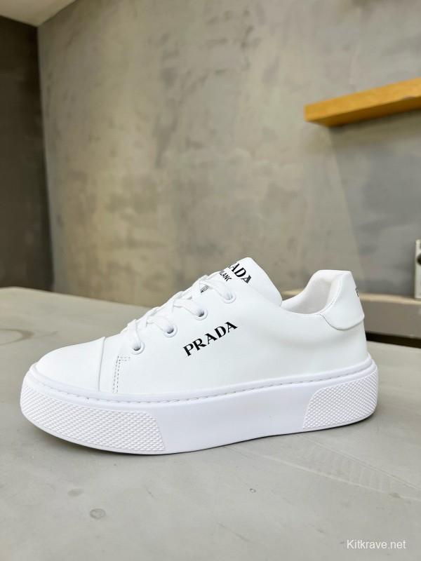 2024 Unisex Prada White Calfskin Leather Sneakers MJ00310