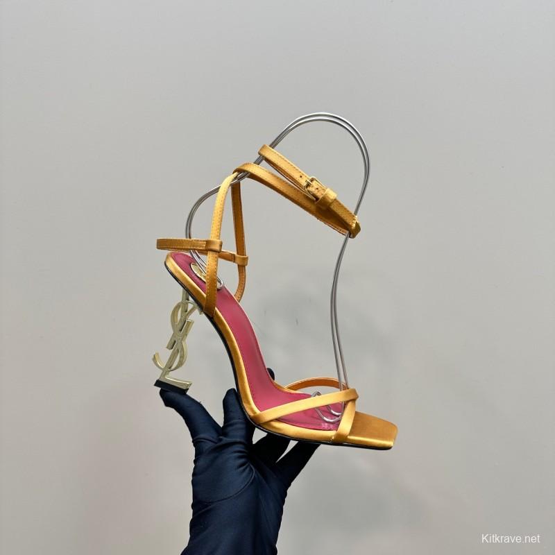 2025 Women Yves Saint Laurent Yellow Leather Sandals