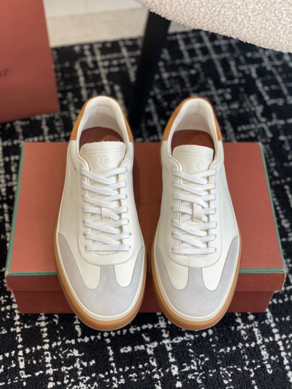 2024 Unisex Loro Piana White Beige Leather Calfskin Plimsolls MJ00320