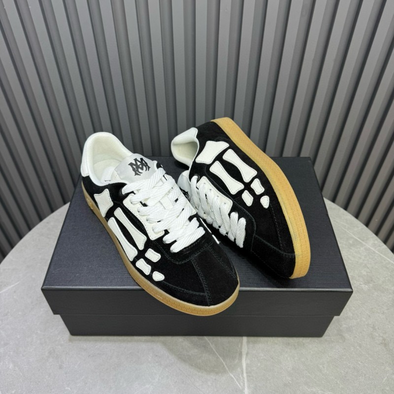 2024 Unisex Amiri Black White Suede Leather Sneakers MJ00300