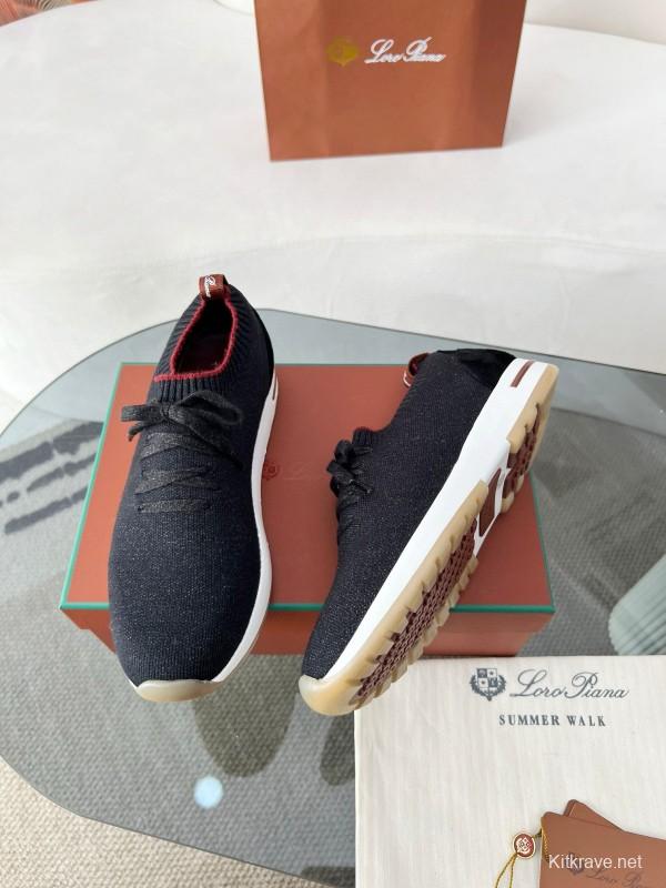 2024 Men Le Parmentier Black Wool Knit Sneakers MJ00330