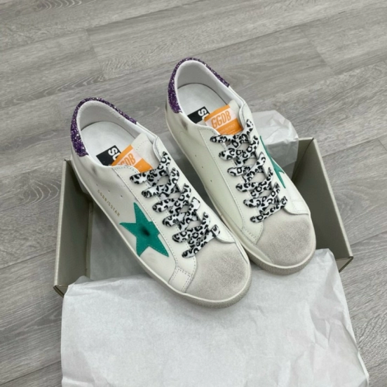 2025 Women GGDB White Green Suede Leather Sneakers
