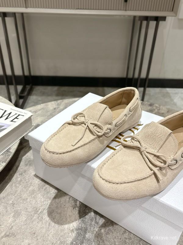 2025 Women Dior Beige Suede Loafers