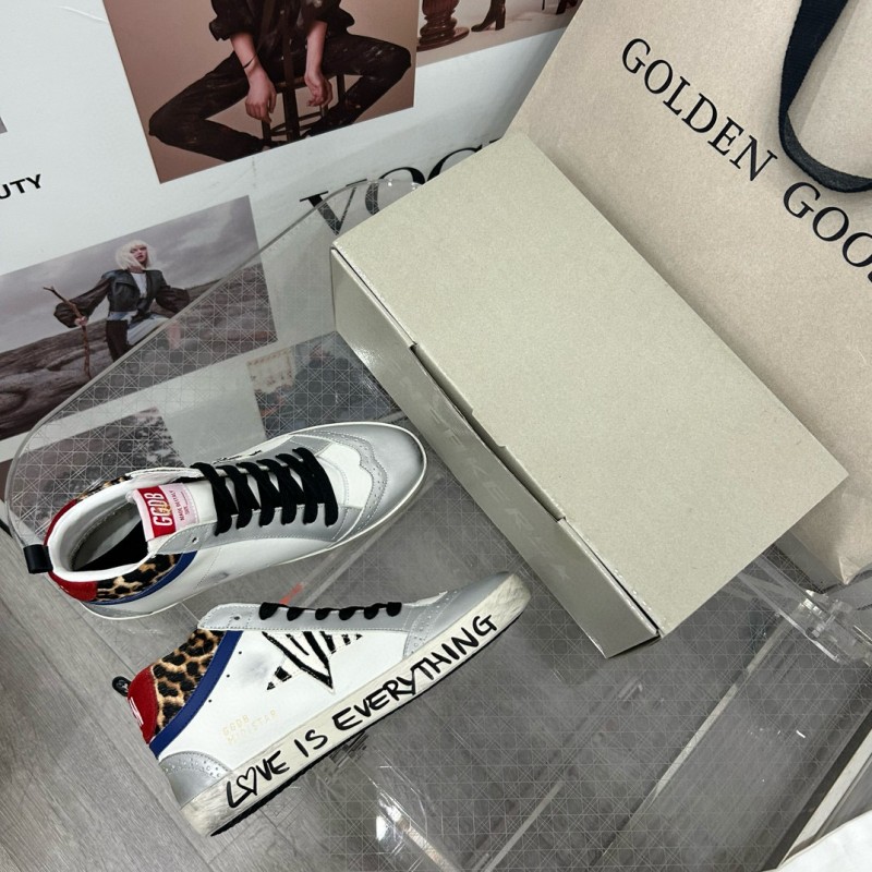 2024 Unisex GGDB White Leopard Blue Leather Suede High-Top Sneakers MJ00300