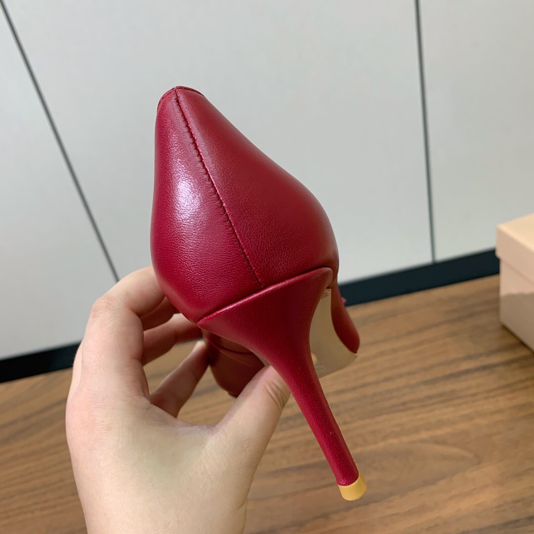 2025 Women Gianvito Rossi Red Leather Heels Buckle KFY00300
