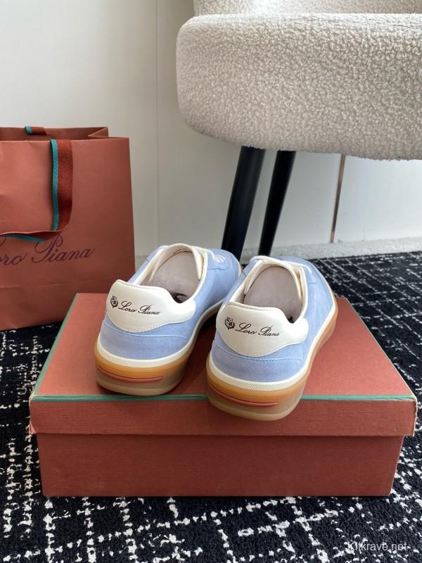 2024 Unisex Loro Piana Light Blue White Custom Leather Sneakers MJ00320