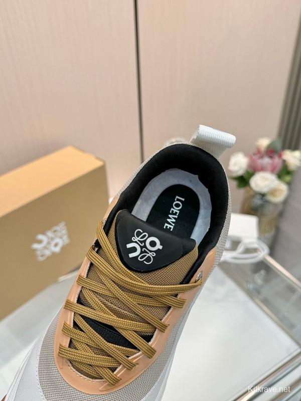 2025 Women Loewe Beige White Mesh Sneakers