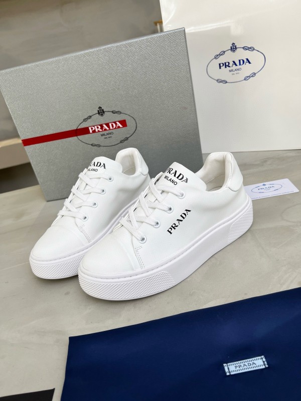 2024 Unisex Prada White Calfskin Leather Sneakers MJ00310