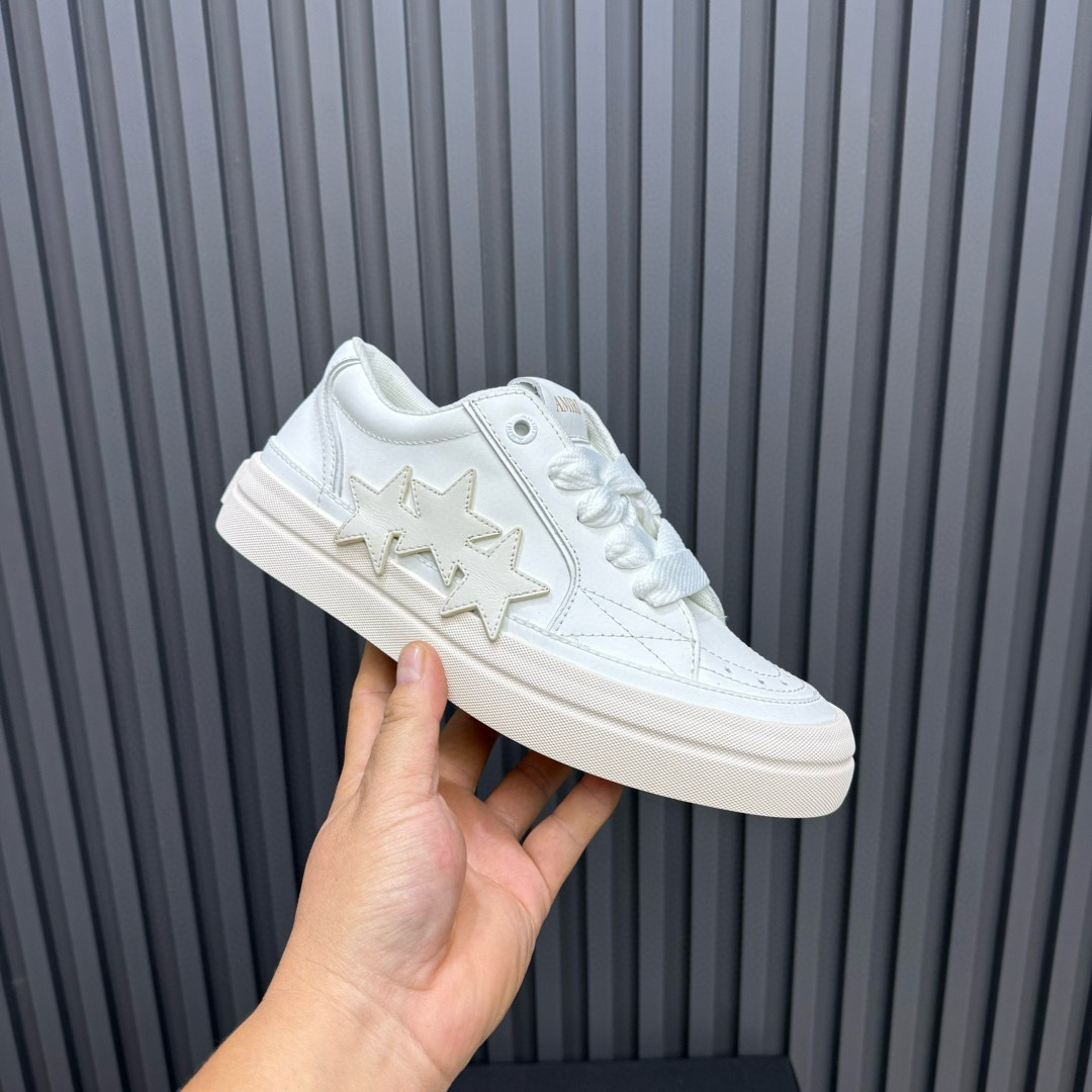2024 Unisex Amiri White Leather Sneakers MJ00300