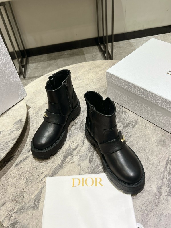 2024 Women Dior Black Calfskin Leather Ankle Boots Hardware MJ00430