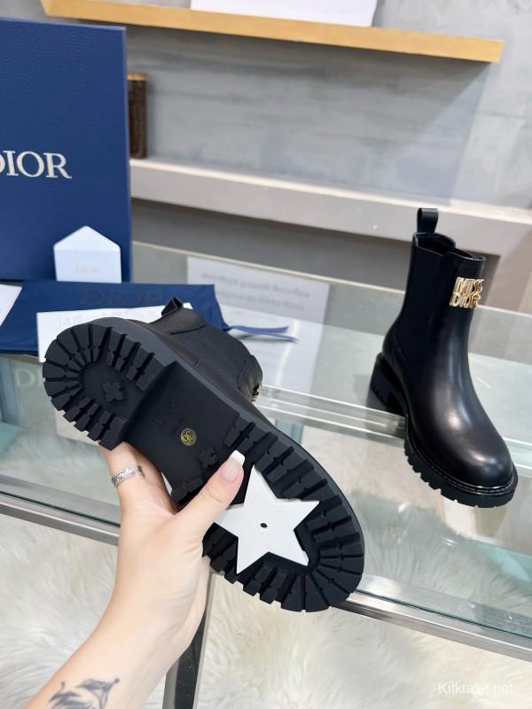 2024 Women Dior Black Leather Boots MJ00350