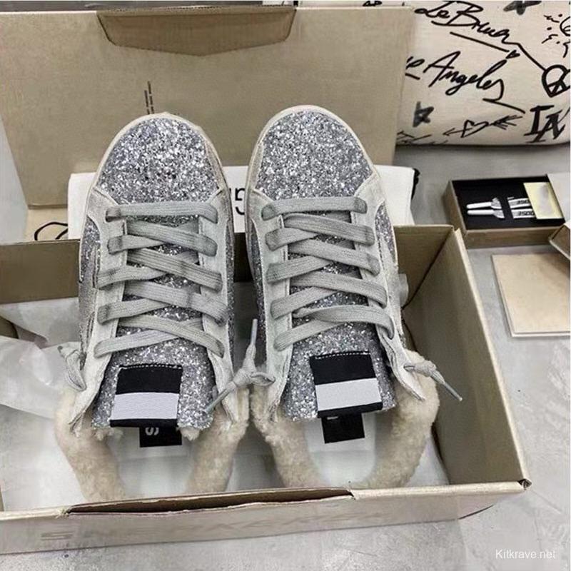 2024 Slippers GGDB Silver Shearling Slippers MJ00280