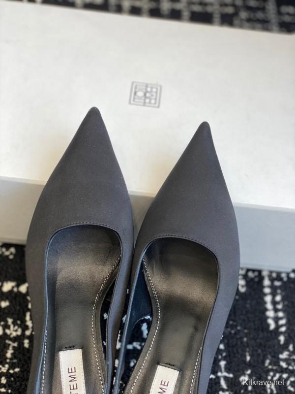 2025 Women Toteme Black Fabric Slingback Pointed Toe Heels