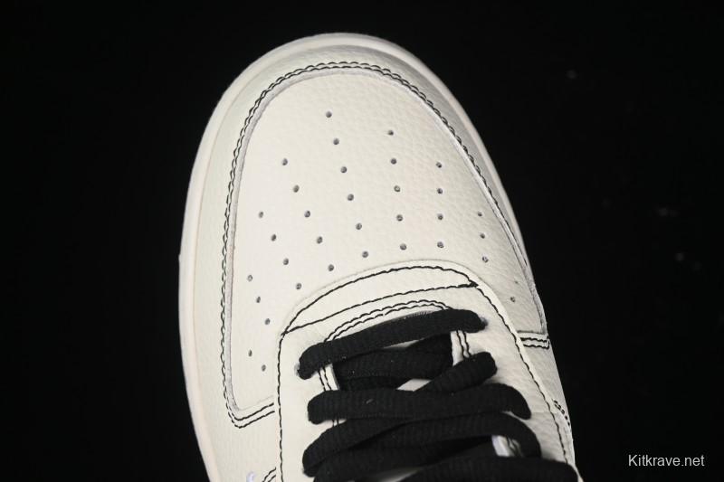 Nike Balenciaga Air Force 1'07 Low Collaboration Triple Swoosh Beige Black Casual Shoes - FR0538-090
