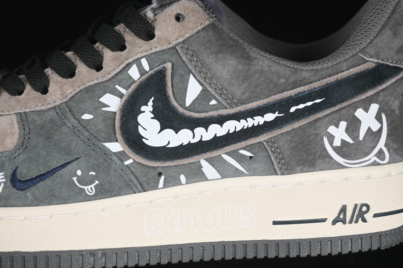 Nike Air Force 1'07 Low Grey Faced Prince Casual Sneakers - YD2452-808