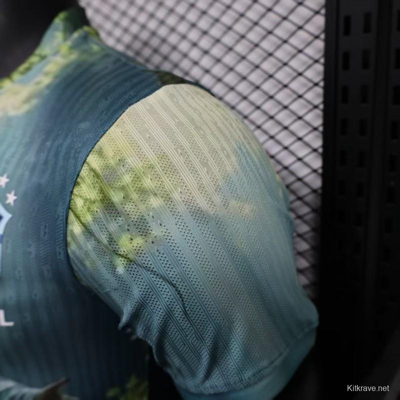 Player Version 2025 Brazil Light Blue with Jesus Christ Religious Artwork Jersey