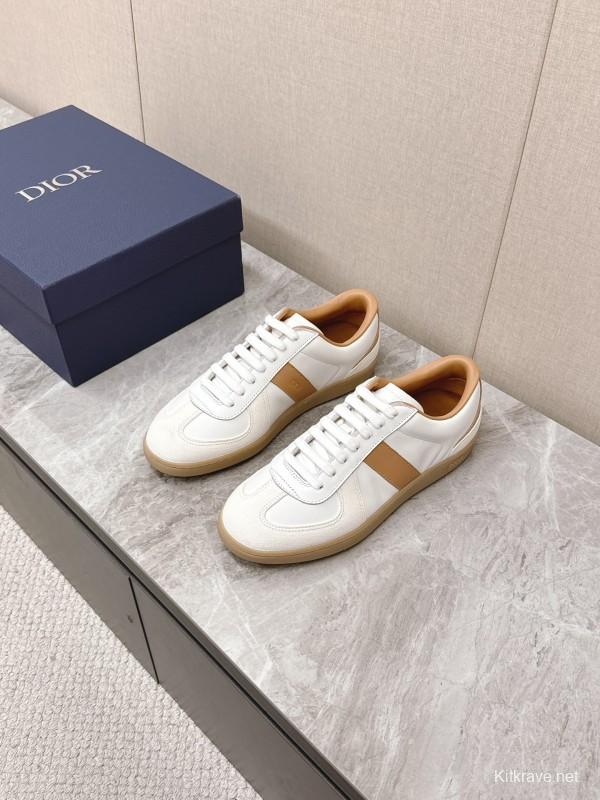 2025 Unisex Dior White Amber Leather Sneakers KFY00300