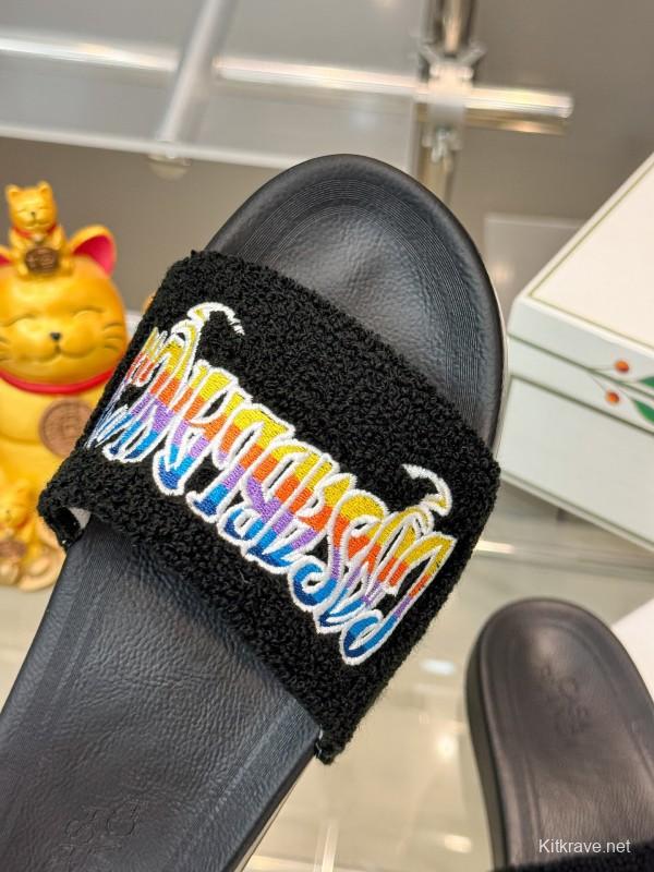 2025 Men CASA BLANCA Black Embroidery Slippers Original Embroidery KFY00160