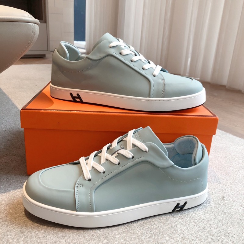 2025 Men Hermes Gray Leather Sneakers Casual AS00380