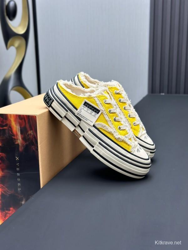 2025 Unisex XVESSEL Yellow White Canvas Plimsolls Vulcanized AS00240