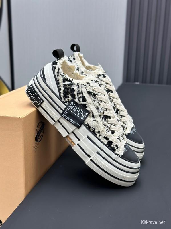 2025 Unisex XVESSEL Black White Canvas Plimsolls Hand-painted AS00260